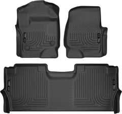Husky Liners WeatherBeater front floor mats for Ford crew cab protect carpet from spills and mud