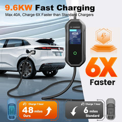 HUSTIAN Level 2 EV Charger NEMA 14-50P plug exposed.