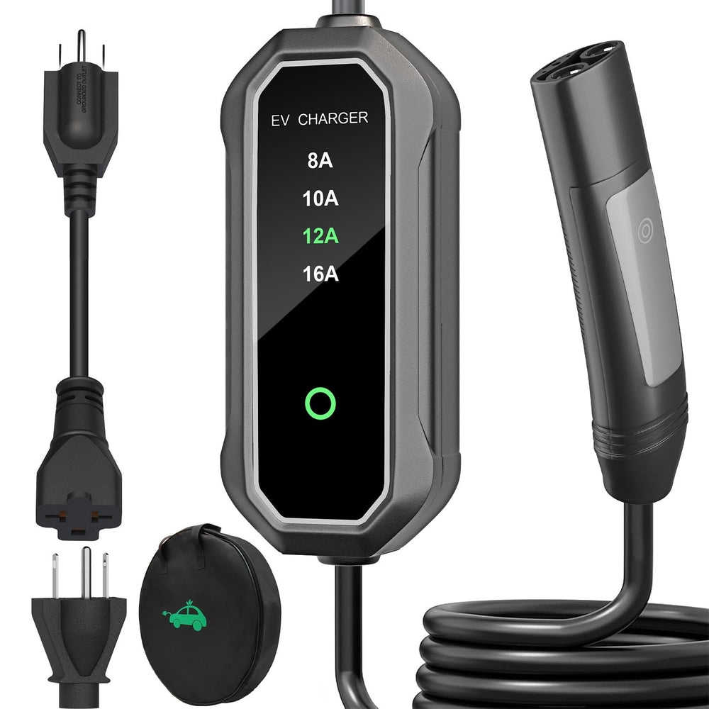 HUSTIAN Tesla Level 1/2 EV charger front view for flexible home charging.