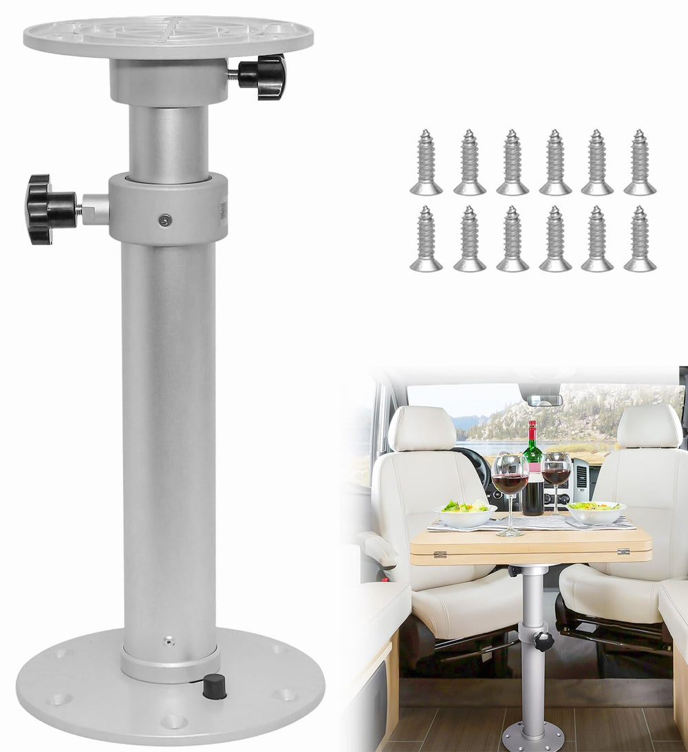 HWHongRV adjustable-height pedestal boosts boat-table comfort and stability.