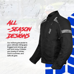 HWK Scorpion jacket back view highlights shoulder armor for active rides.