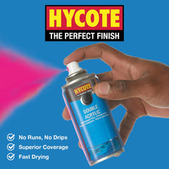 Hycote pack of six gloss black spray cans ready for multiple projects.