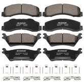 HYFTJYZ ceramic front brake pad close-up shows low-dust performance for Ford F-150.