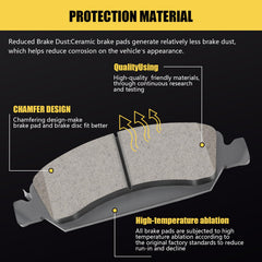 HYFTJYZ ceramic front brake pad set for Chevrolet Silverado closeup highlighting quiet braking