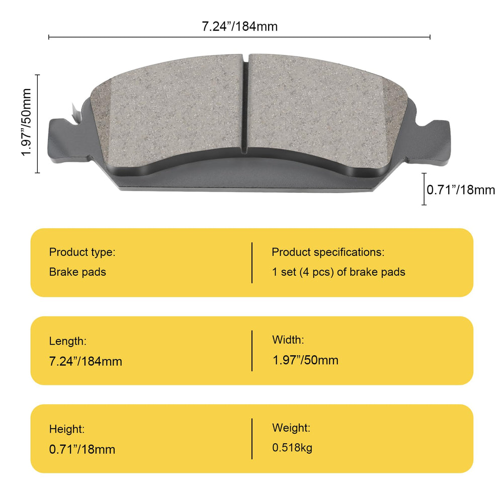 HYFTJYZ ceramic front brake pad set for GMC Yukon closeup indicating reliable braking