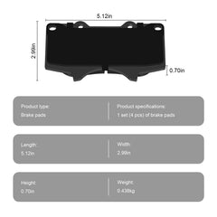 HYFTJYZ ceramic front brake pads for Sequoia, front view, keeping wheels cleaner