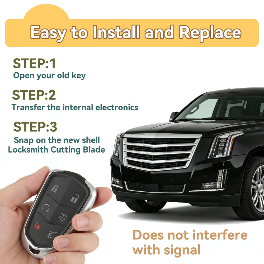 HYMOLKYE Cadillac Escalade key shell two-piece packaging ready to install
