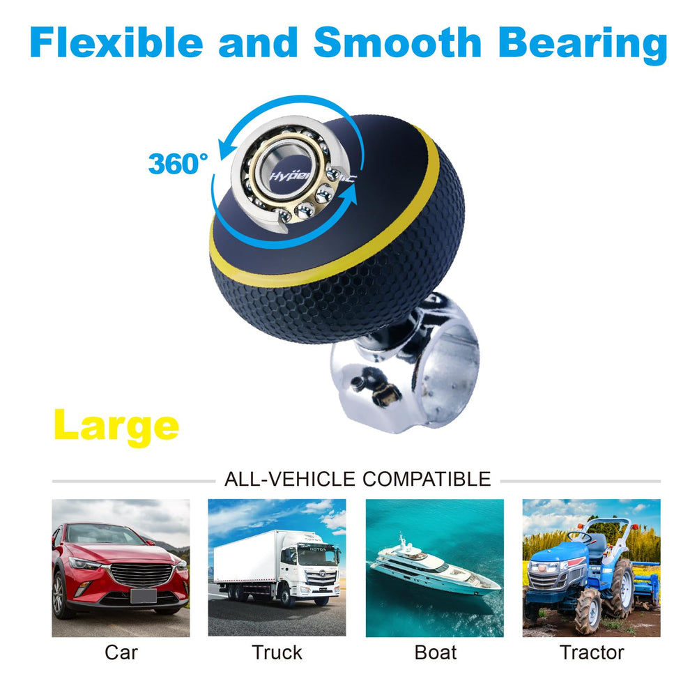 Hypersonic bearing-equipped knob provides smooth steering and reduced effort.