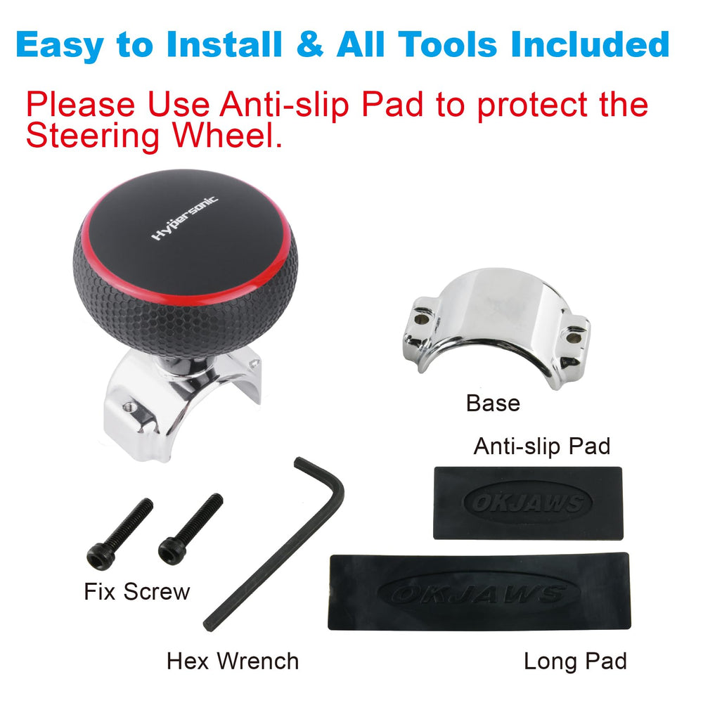 Hypersonic steering knob in use delivers driving comfort on long trips.