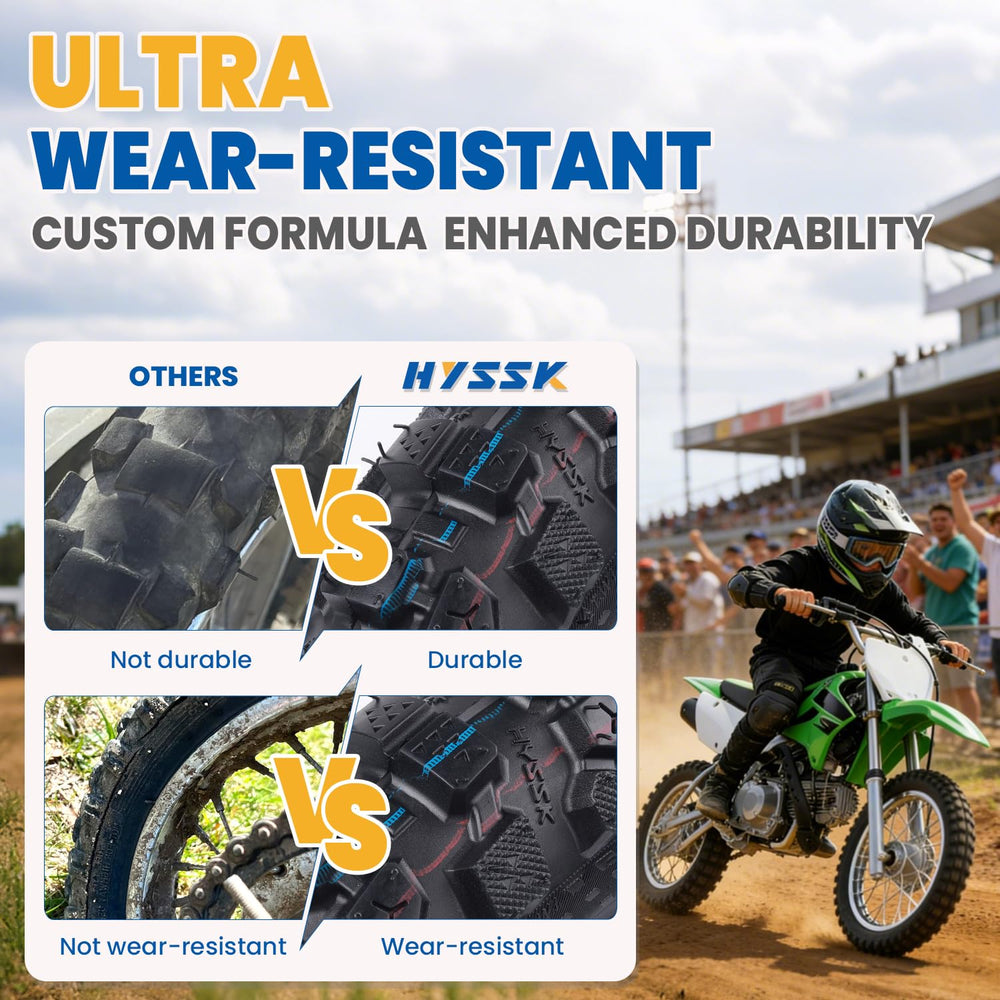 Hyssk exclusive custom tread pattern enhances off-road performance on uneven surfaces.