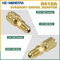 HZ-MONSTAR mini split adapter kit showing 1/4 SAE female x 1/2 ACME male for versatile links.