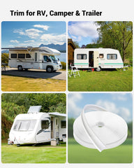 HZE white trim on a camper conveys a finished, cohesive exterior appearance.