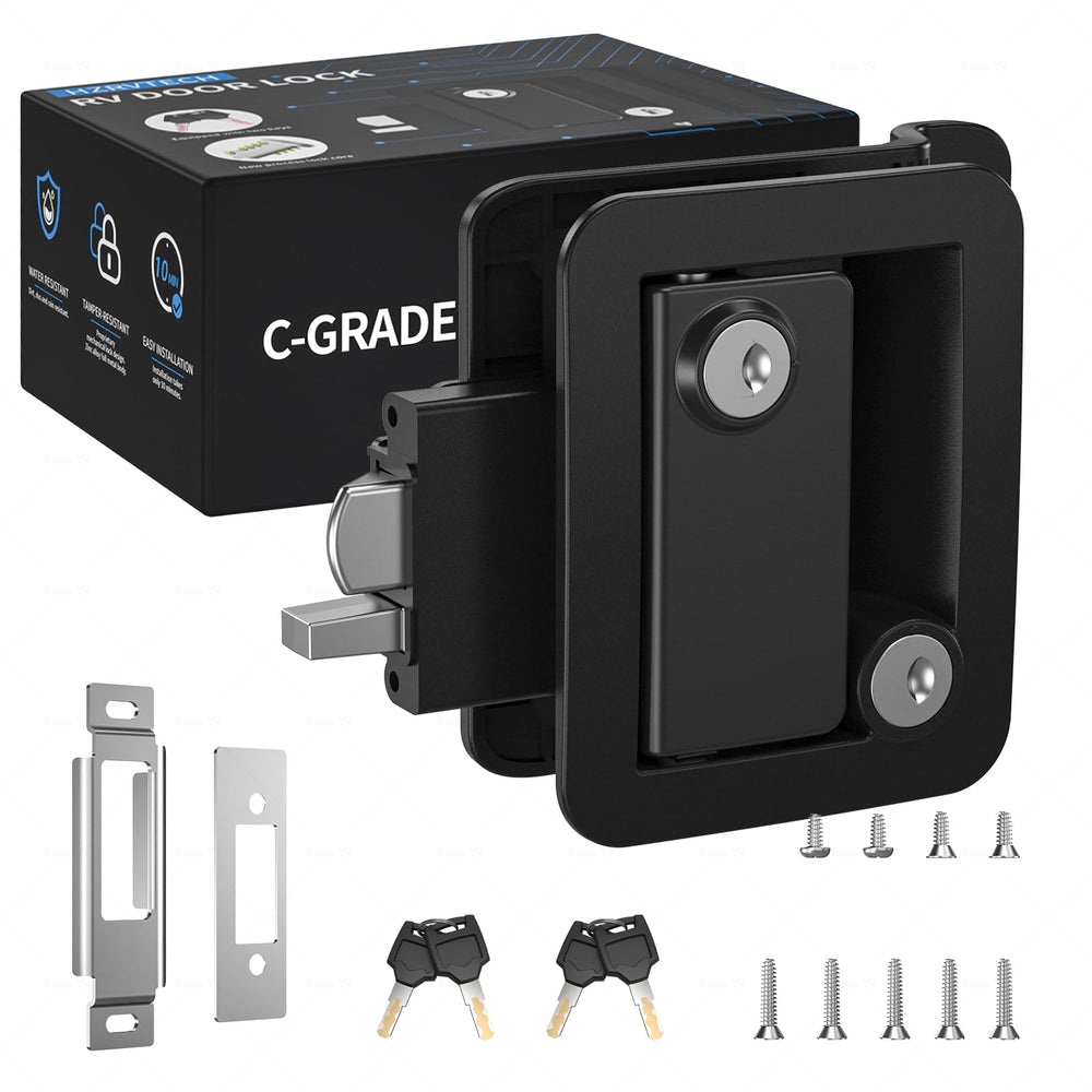 HZRVTECH RV door lock paddle latch for secure travel trailer entry.