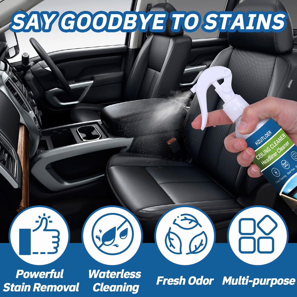 Hzutloer headliner cleaner spray action demonstrates quick dirt lift