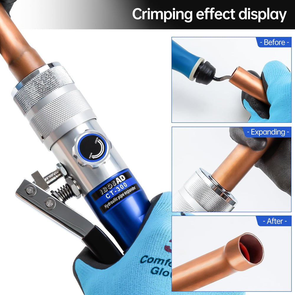 IBOSAD compact aluminum alloy swaging tool for on-site work.