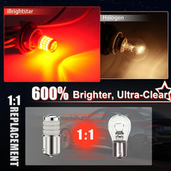 iBrightstar 1156 LED bulb red side view highlighting heat-distribution-ready aluminum housing