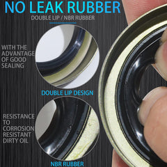 No-leak double lip design with steel core enhances sealing and durability