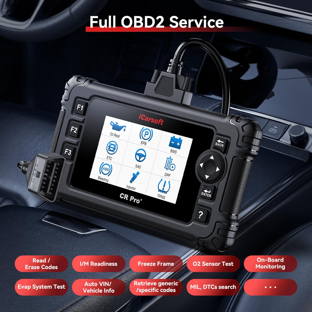 CR Pro+ screen listing 49 resets and 46 maintenance services