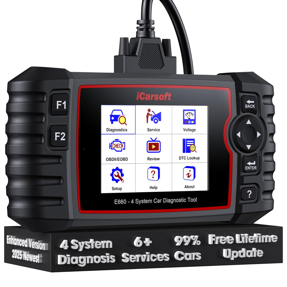 iCarsoft E660 diagnostic interface showing multi‑system results and easy navigation