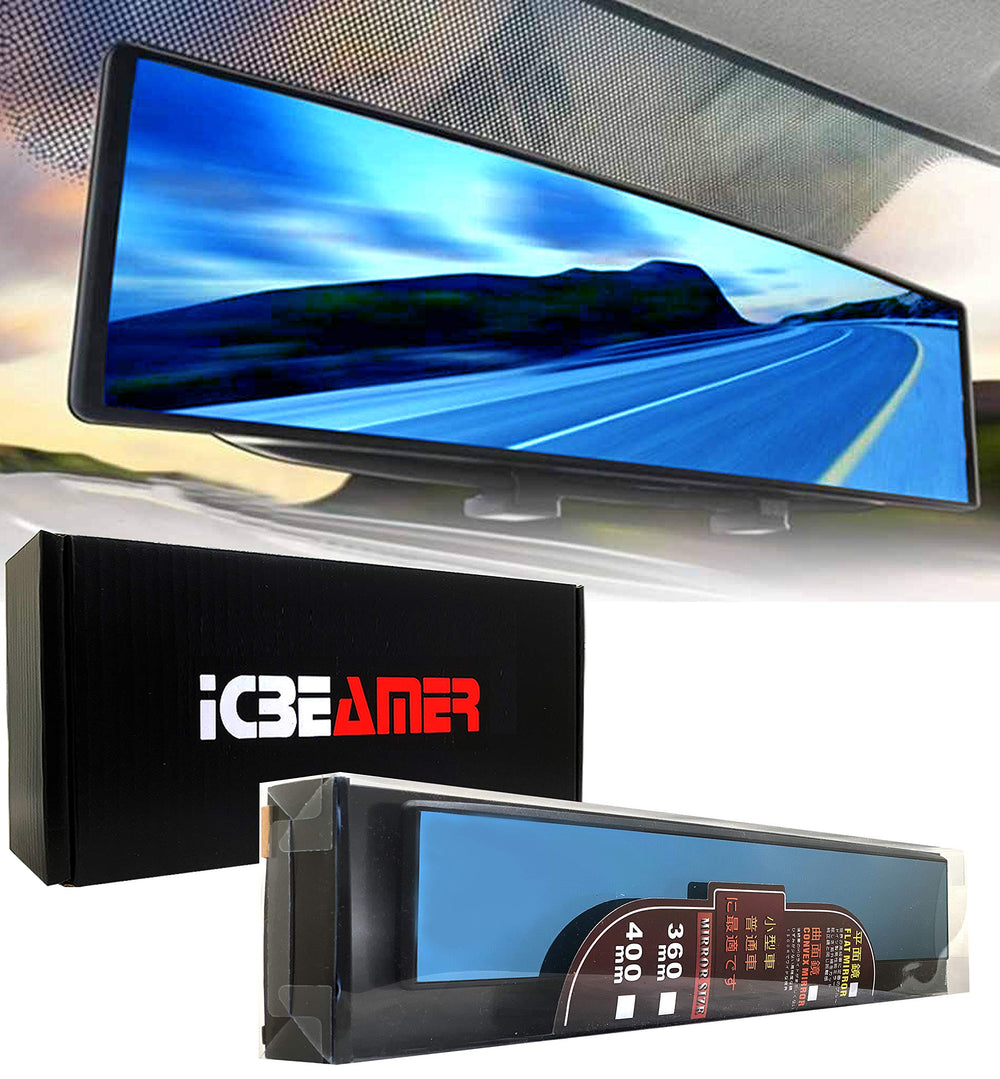 ICBEAMER clip-on rear view mirror with blue tint for daytime visibility
