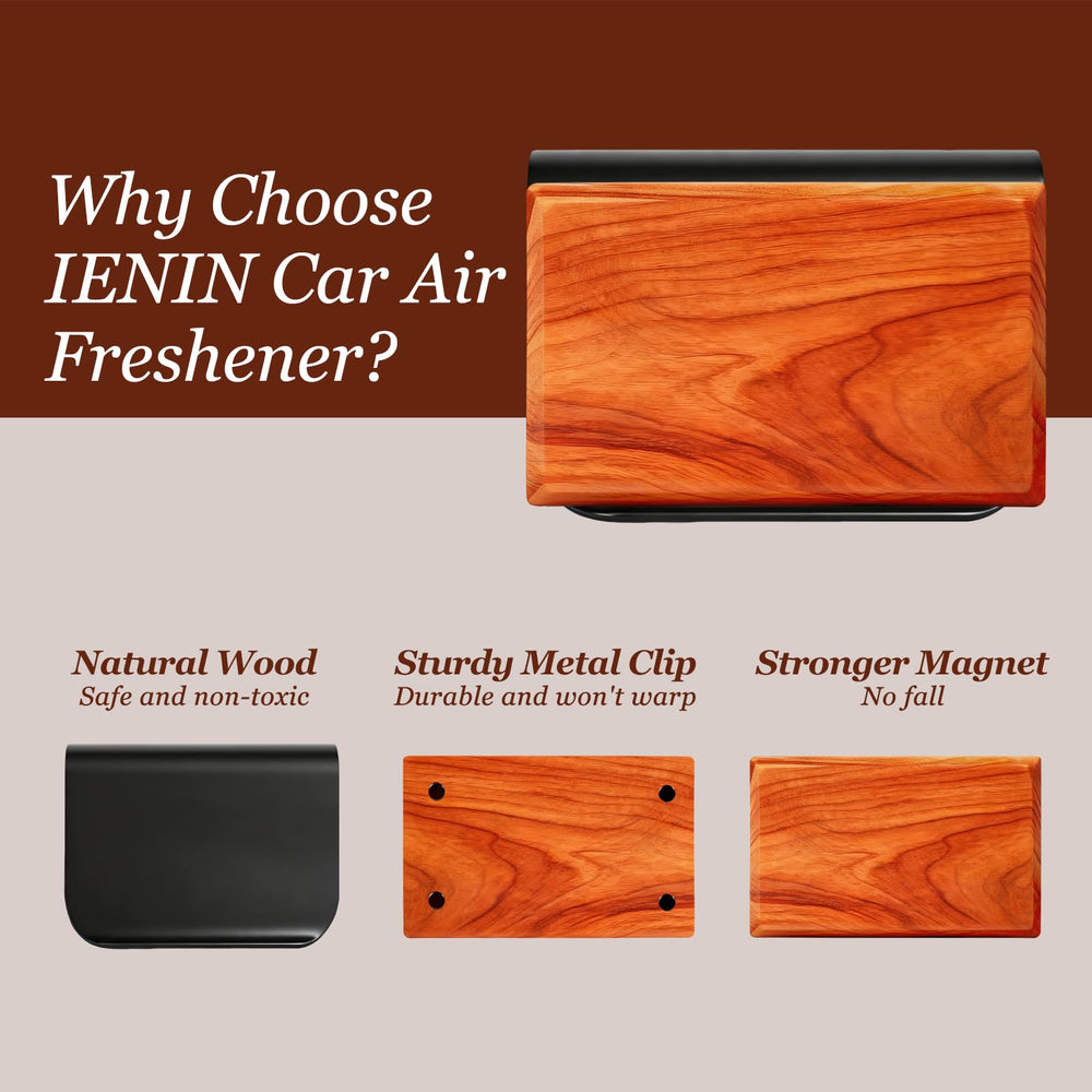 IENIN Magnetic visor clip secures the wooden scent block