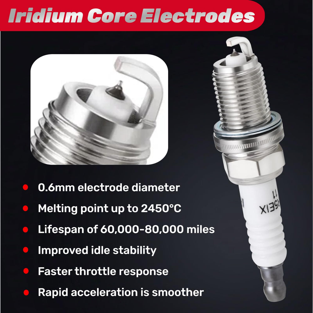 IFATRUNK Iridium spark plugs laser-welded central electrode for long life.