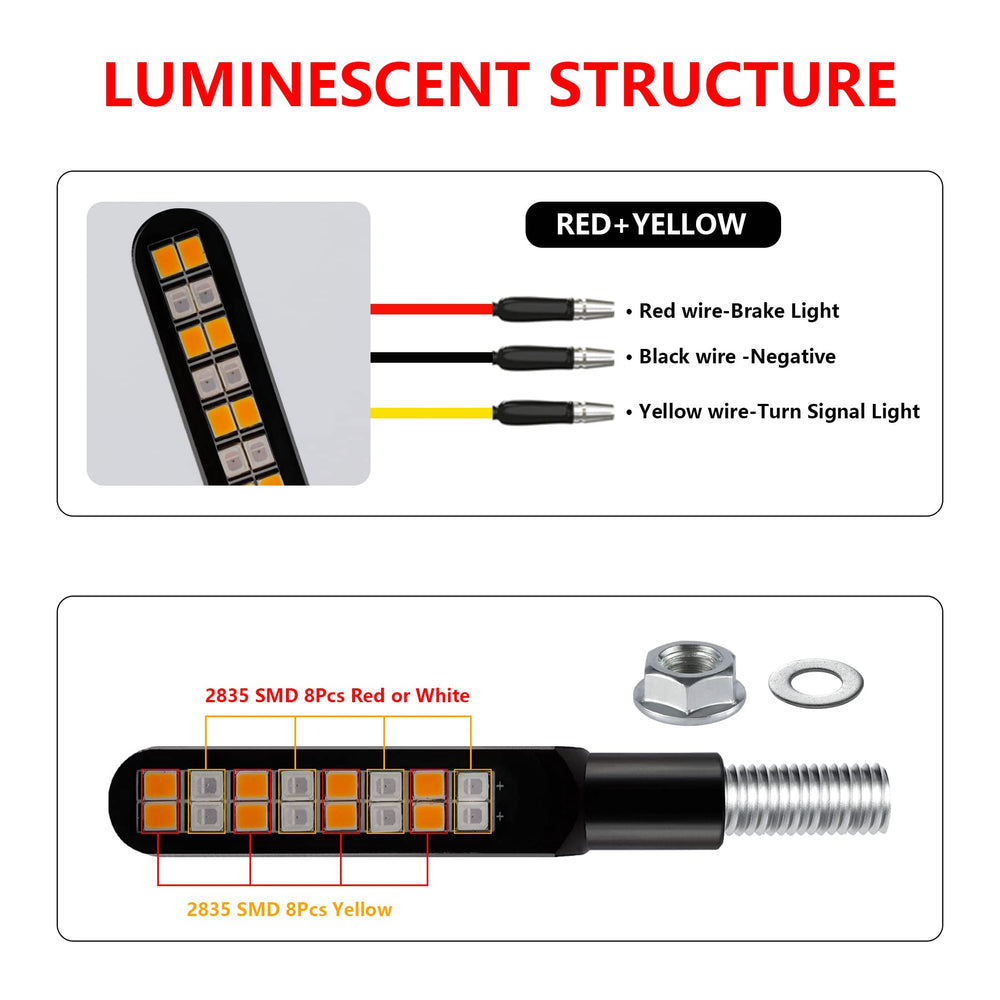 iFunyLED flowing LED motorcycle turn signal wiring and mounting for quick installation