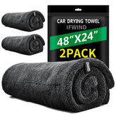 IFWIND 2-pack car drying towels covering large surfaces for fast, streak-free drying.