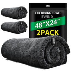 IFWIND 2-pack car drying towels covering large surfaces for fast, streak-free drying.
