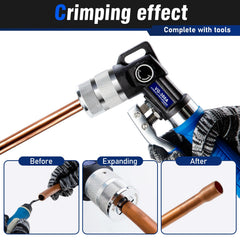 Close-up of hydraulic hand-pump action, ideal for controlled expansion.