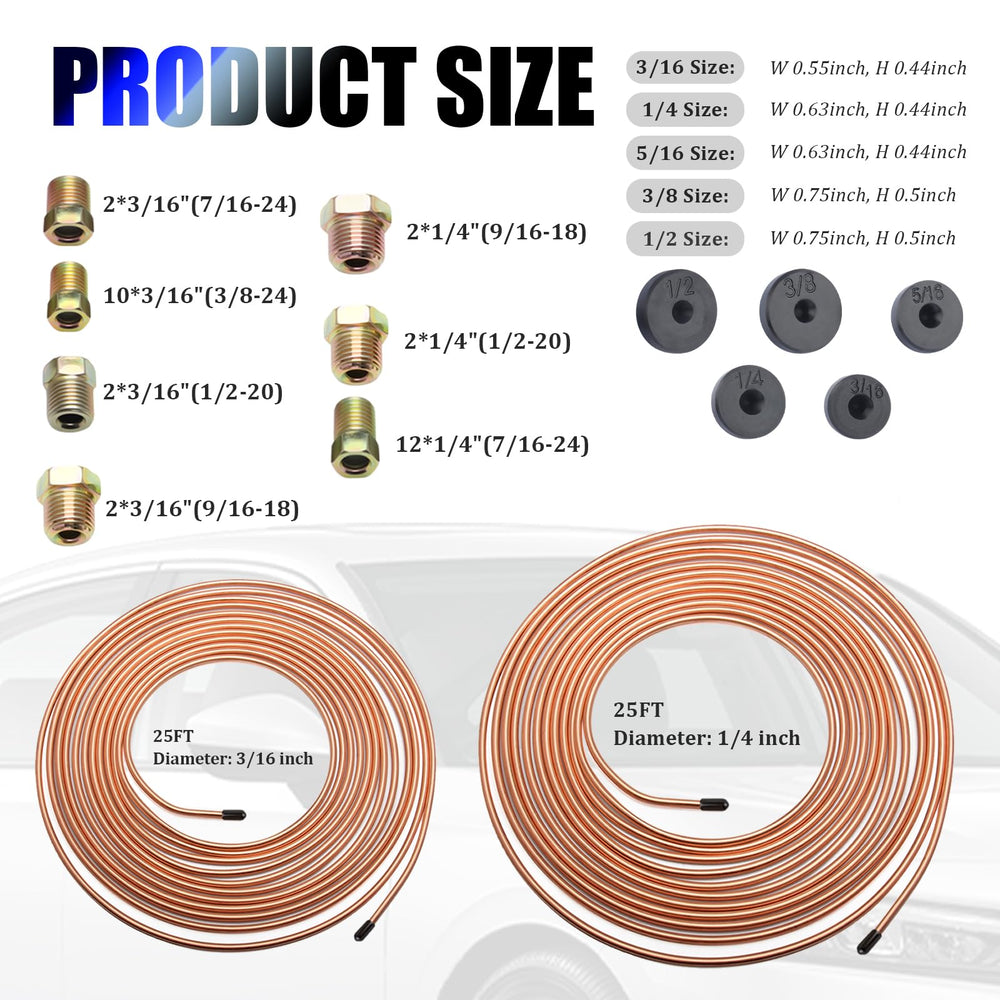 IHOTDER 25 ft 3-16 brake line for flexible on-site routing.