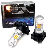 iJDMTOY amber yellow LED bulbs for BMW front turn signals improve visibility and style.