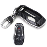 iJDMTOY carbon fiber key fob shell front view protects Ford and Lincoln keys