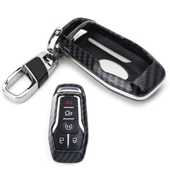 iJDMTOY carbon fiber key fob shell front view protects Ford and Lincoln keys