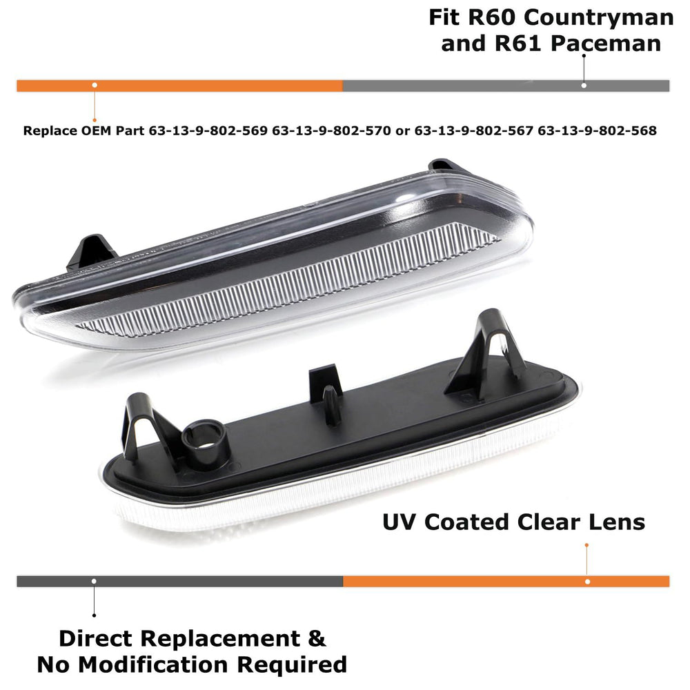 ijdmtoy mini cooper countryman r60 side marker replacement enhances styling and reflector performance.