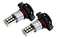 Close-up of packaging and connections for iJDMTOY DRL bulbs on Jeep Compass.