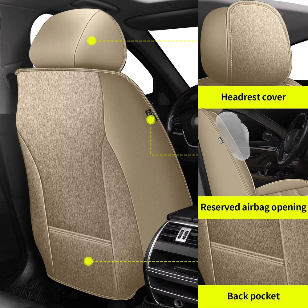 IKABEVEM Headrest covers for Nissan Frontier beige tidy look and comfort