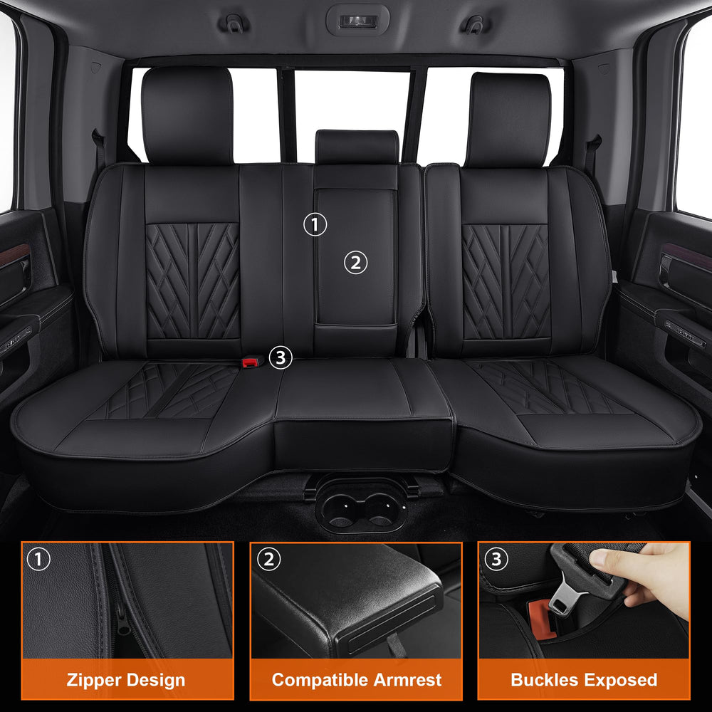IKABEVEM RAM seat covers airbag-compatible design black preserves safety features.