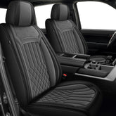 IKABEVEM Toyota Tundra front seat covers 2pcs in durable faux leather for protection.