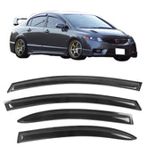 IKON Motorsports tape-on window visor for Honda Civic 2006-2011 front view showing slim smoke acrylic tint
