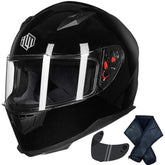 ILM 313 full-face helmet front view in gloss black with aerodynamic profile.