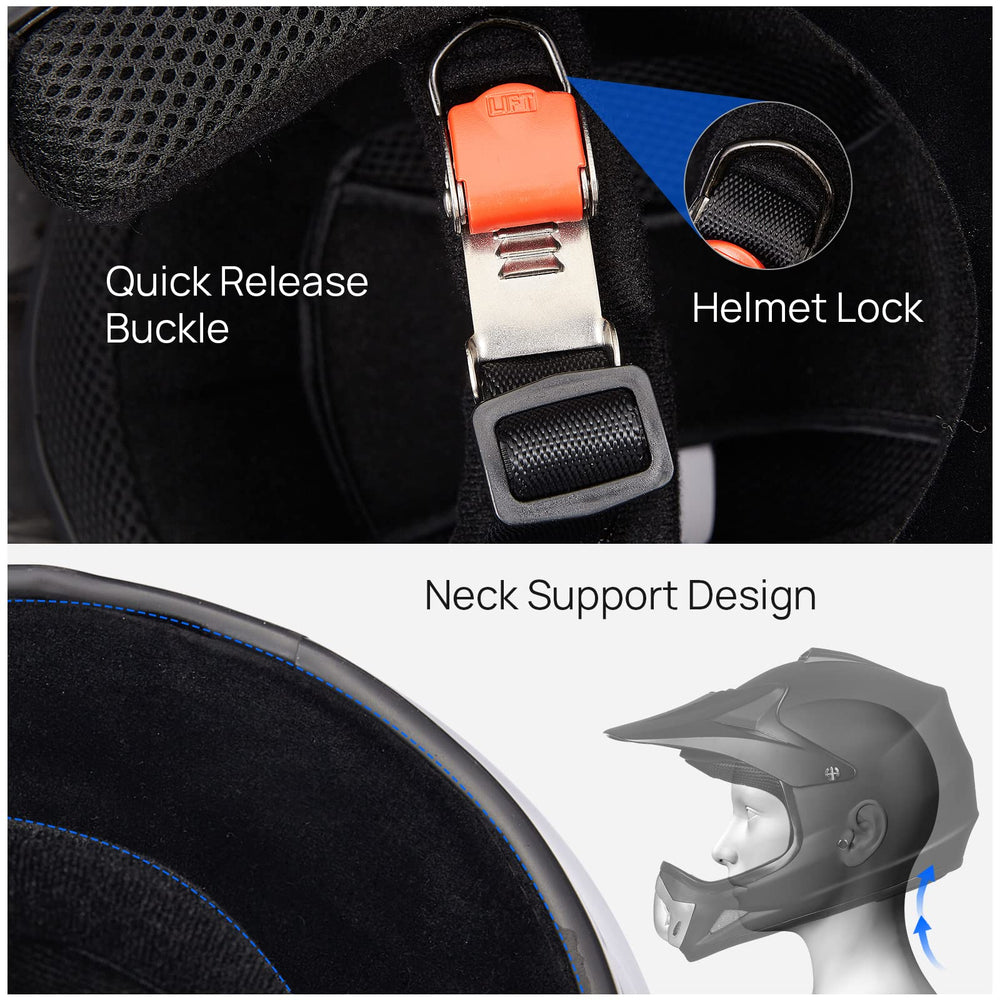 ILM BLD-818 quick-release chin strap for easy on/off on the go