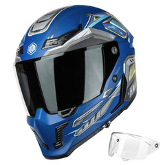 ILM MF509 Cyborg Blue front view helmet for clear, confident riding protection