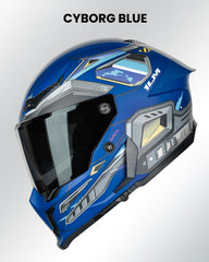 ILM MF509 Cyborg Blue two head models tailored for European and American riders