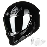 ILM MF509 gloss black outer visor for clear visibility and wind protection.