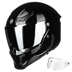 ILM MF509 gloss black outer visor for clear visibility and wind protection.