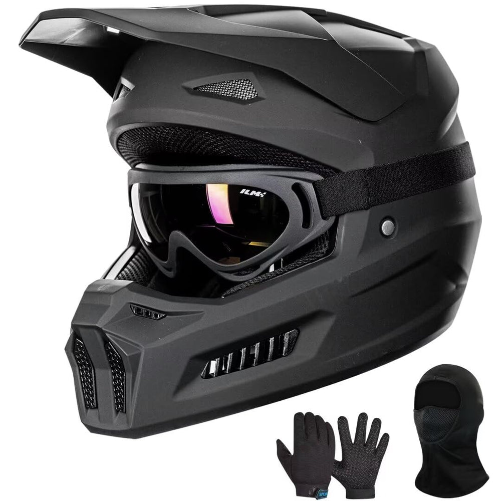 ILM MT601Y front view in matte black showing sturdy protective helmet