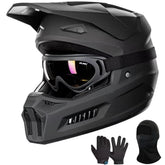 ILM MT601Y helmet front view in matte black for off-road riding