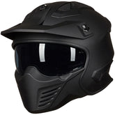 ILM Open Face Helmet matte black front view for all-terrain comfort.