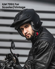 ILM Open Face Helmet sun shield and chin guard integrated for versatility
